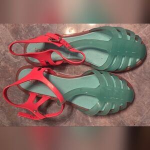 Igor Teal and Coral Jelly Slingback Sandals